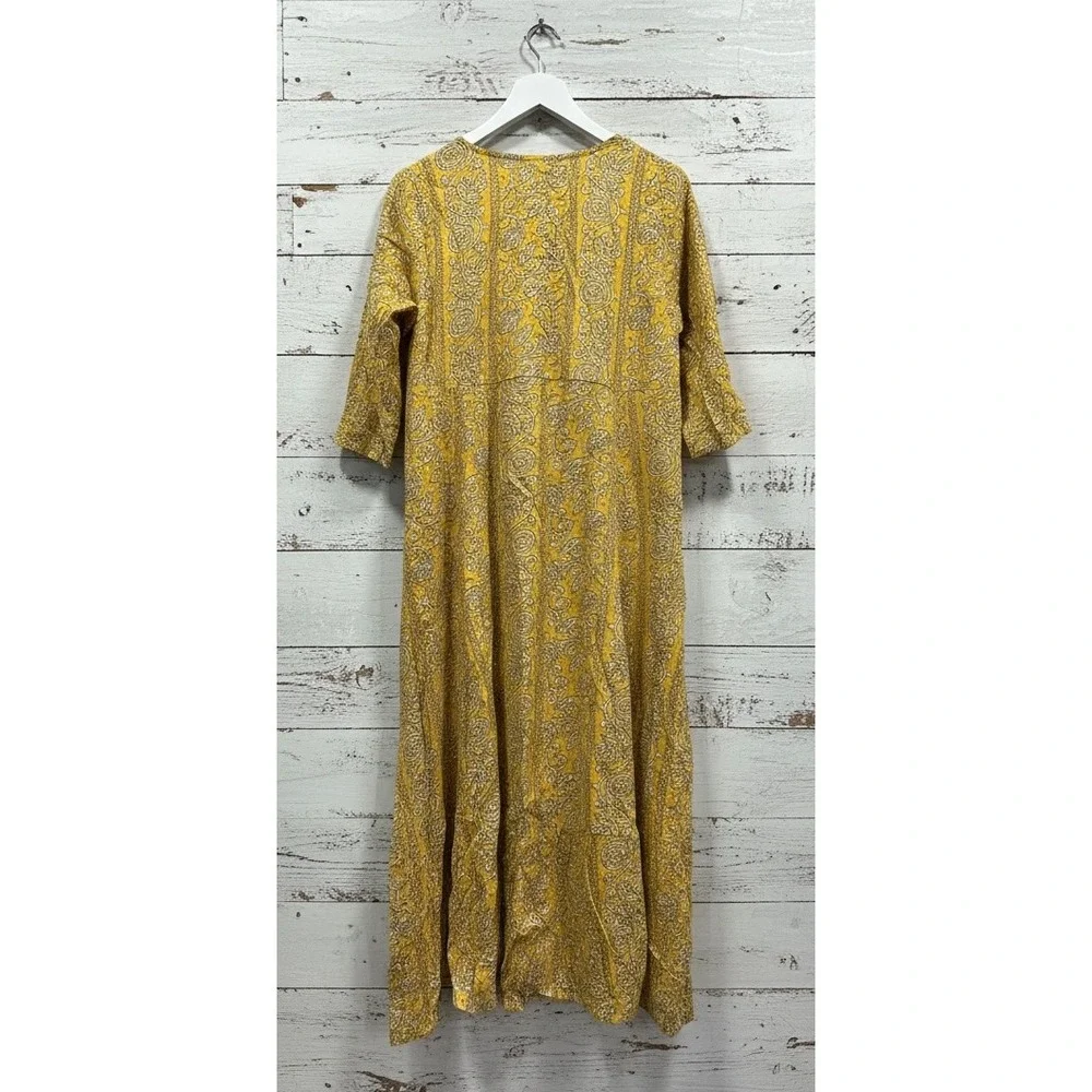 NWT 3XL Jai Govindam Mustard Yellow Embroidered Rayon Anarkali Kurti